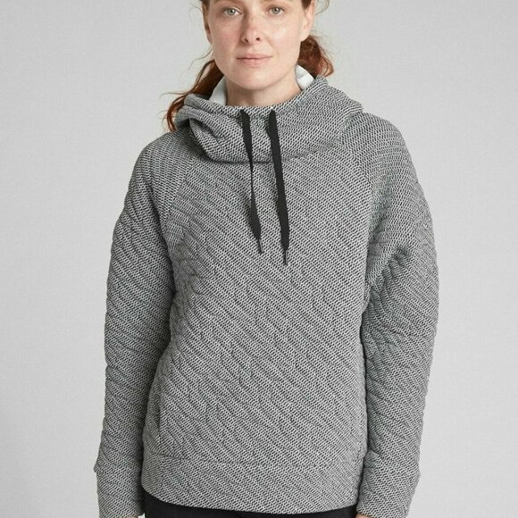 GAP Tops - Gap Black and White Hoodie Cowl Neck Quilted Sweatshirt Small